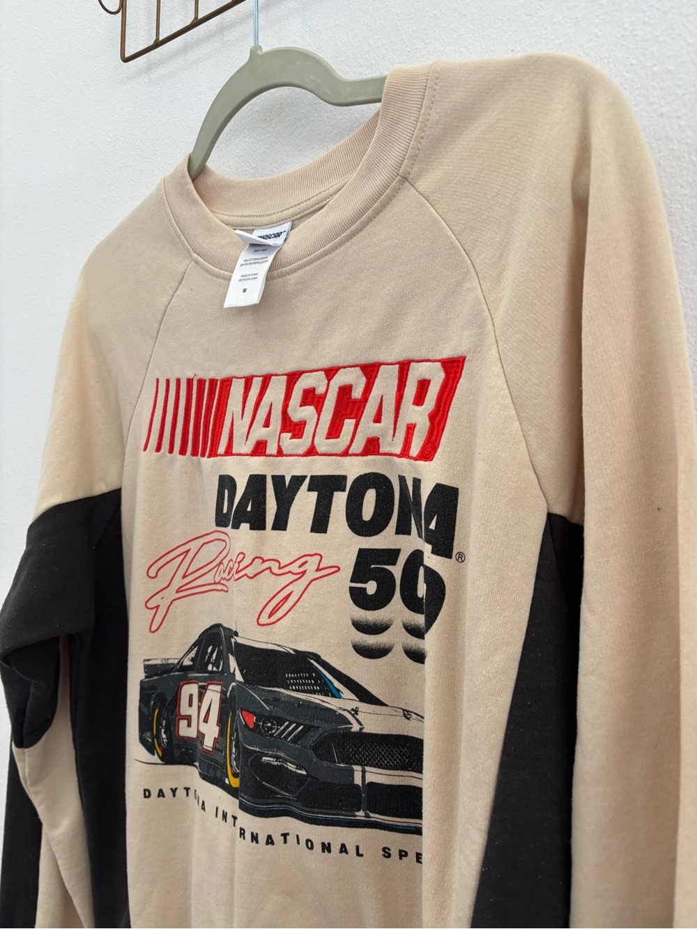 Nascar Beige and Black Daytona Racing 500 Crewneck Sweater